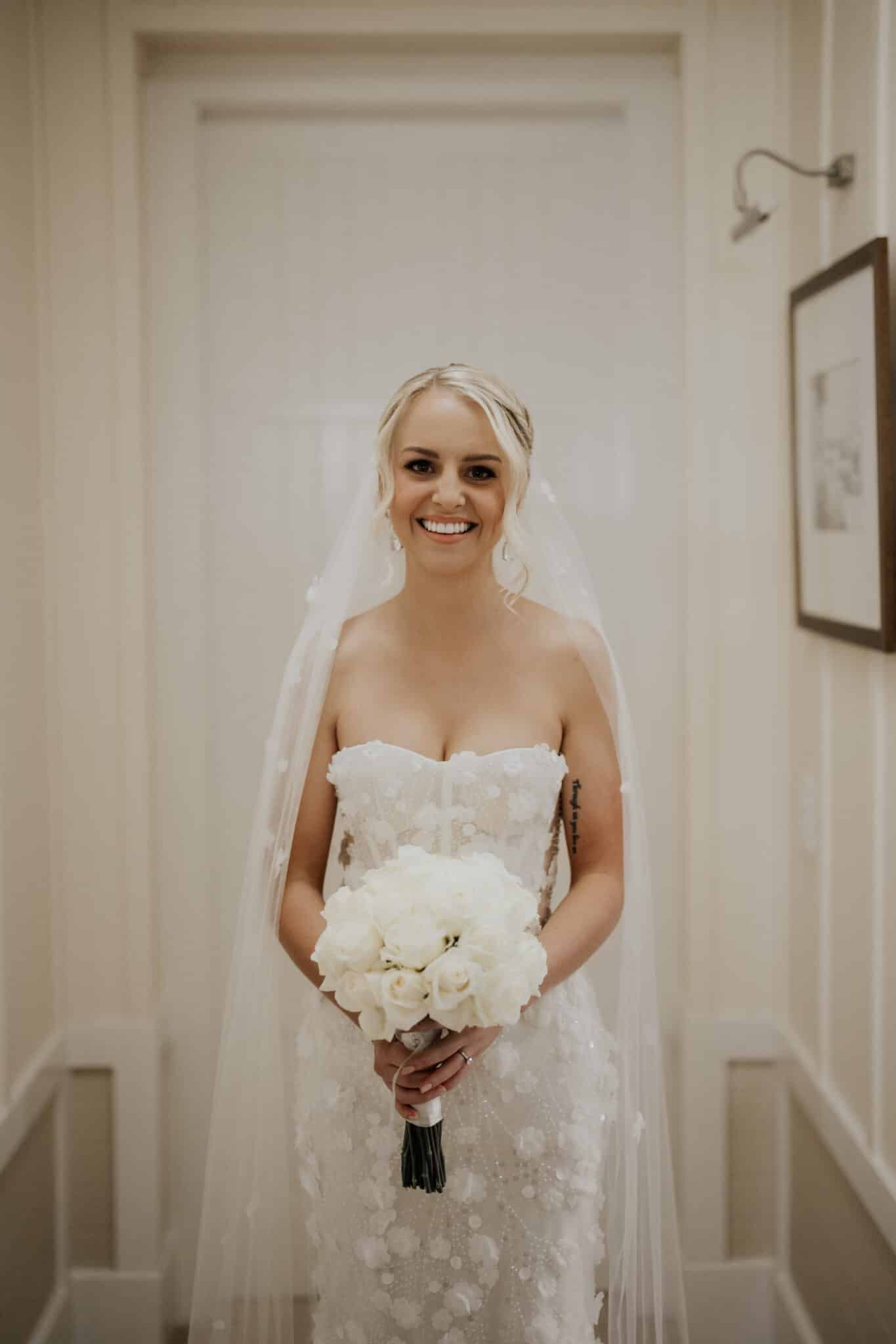 Paige on her wedding day — a genuine White Smile Company client